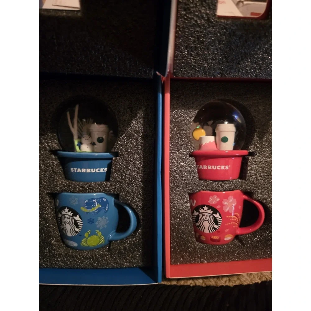 Starbucks Japan Hokkaido Snow Globe Mug Blue Limited Edition New in Box NIB